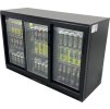 Lodówka barowa - 1350 x 540 x 900 mm, z 3 szklanymi drzwiami i 2 półkami - czarna