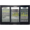 Bar fridge - 1350 x 540 x 900 mm, with 3 glass doors and 2 shelves - black