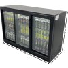 Bar fridge - 1350 x 540 x 900 mm, with 3 glass doors and 2 shelves - black