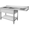 Stainless steel sink for dishwasher - 1.8 m, 2 basins on the left, depth 70 cm