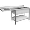 Stainless steel sink for dishwasher - 1.8 m, 2 sinks on the right, depth 60 cm