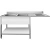 Stainless steel sink for dishwasher - 1.6 m, 2 basins on the left, depth 60 cm