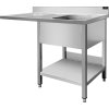 Stainless steel sink for dishwasher - 1.2 m, 1 sink on the right, depth 70 cm
