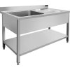 Edelstahlspüle mit unterer Ablage 1,2 m – 1 Spüle links, Tiefe 60 cm