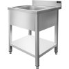 Stainless steel sink with bottom shelf 0.60 m - 1 basin, depth 60 cm