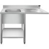 Stainless steel sink for dishwasher - 1.2 m, 1 basin on the left, depth 70 cm
