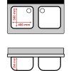 PREMIUM stainless steel sink with two sinks in the middle, lower shelf and 1.0 m rear edge
