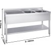Stainless steel sink with 1.8 m base, 2 basins on the right, depth 70 cm