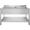 Stainless steel sink - with shelf - 1.2 m - 1 sink on the right