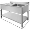 Stainless steel sink - with shelf - 1.2 m - 1 sink on the right