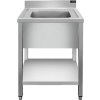 Stainless steel sink with bottom shelf 0.7 m - 1 basin, depth 60 cm