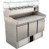 Pizza cooling table with 3 doors and salad bar