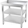 PREMIUM stainless steel workbench with two shelves without back edge 0.7 m