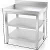 PREMIUM stainless steel workbench with two shelves and 0.6 m rear edge