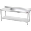 Stainless steel workbench with bottom shelf, slats and back edge - 2000 x 700 x 870 mm