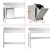 PREMIUM stainless steel workbench with bottom shelf, back edge and 1.8 m upright
