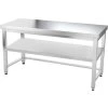 Stainless steel workbench with bottom shelf and slats without back edge - 1600 x 700 x 870 mm