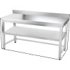 Edelstahl-Werkbank mit Unterboden, Latten und Rückkante - 1400 x 600 x 870 mm