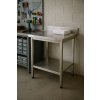 PREMIUM stainless steel workbench with two shelves and 1.0 m rear edge