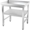 PREMIUM stainless steel workbench with bottom shelf and slats, without back edge 0.8 m