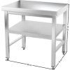 PREMIUM stainless steel workbench with bottom shelf and slats, without back edge 0.8 m