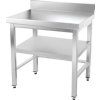 PREMIUM stainless steel workbench with bottom shelf, back edge and 0.6 m upright