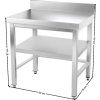 PREMIUM stainless steel workbench with bottom shelf, back edge and 0.6 m upright