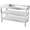 Edelstahl-Werkbank mit zwei Ablagen ohne Rückkante - 1000 x 700 x 870 mm