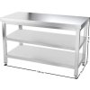 Stainless steel workbench with two shelves without back edge - 1000 x 700 x 870 mm