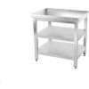 PREMIUM stainless steel workbench with two shelves without back edge 1.0 m