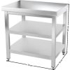 Stół warsztatowy ze stali nierdzewnej z dwiema półkami bez tylnej krawędzi - 700 x 700 x 870 mm