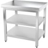 Stainless steel workbench with two shelves without back edge - 700 x 700 x 870 mm