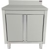 Stainless steel work cabinet - 800 mm - with hinged doors and rear trim