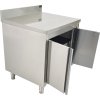 Stainless steel work cabinet - 800 mm - with hinged doors and rear trim