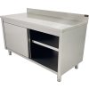 Stainless steel work cabinet - 2.0 x 0.7 m - with sliding doors and rear trim