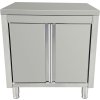 Stainless steel work cabinet 800 x 700 - with hinged doors