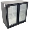Bar fridge - 0.9 m - 190 l - with 2 glass doors and 2 shelves - black