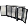 Bar fridge - 1350 x 540 x 900 mm, with 3 glass doors and 2 shelves - black