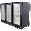 Bar fridge - 1350 x 540 x 900 mm, with 3 glass doors and 2 shelves - black