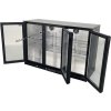 Bar fridge - 1350 x 540 x 900 mm, with 3 glass doors and 2 shelves - black