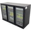 Lodówka barowa - 1350 x 540 x 900 mm, z 3 drzwiami szklanymi i 2 półkami - czarna