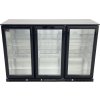 Barová lednice - 1350 x 540 x 900 mm,  se 3 skleněnými dveřmi a 2 policemi - černá