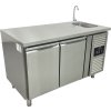 Freezer table with sink with 2 doors
