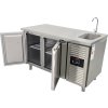 Freezer table with sink with 2 doors
