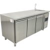 Freezer table with sink and 3 doors