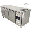 Freezer table with sink and 3 doors