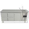 Tavolo refrigerato con lavello - 4 cassetti e 1 anta a sinistra