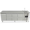 Refrigerated table with sink - 6 drawers and door on the left