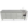 Tavolo refrigerato con lavello - 6 cassetti e anta centrale a destra