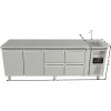 Refrigerated table with sink with 2 doors and 4 drawers on the right